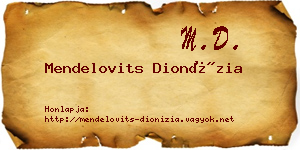 Mendelovits Dionízia névjegykártya